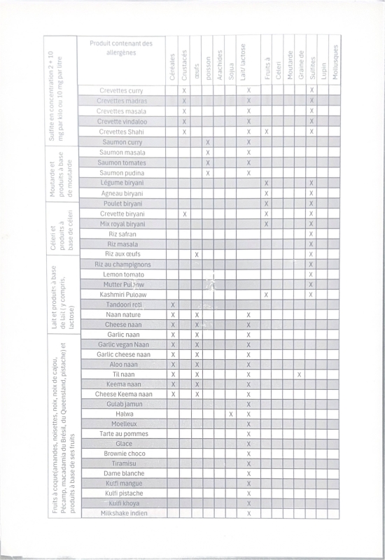 La carte - Menus - Namaste India - Restaurant Troyes - manger a TROYES