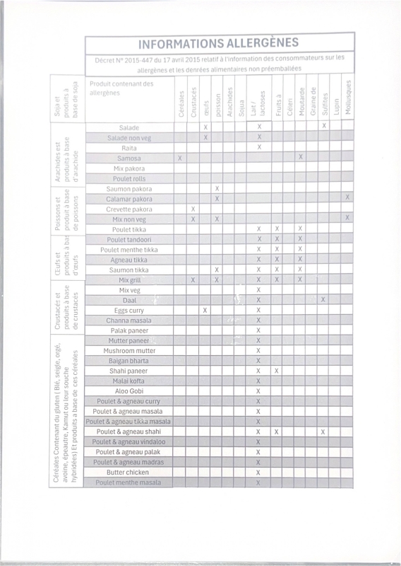 La carte - Menus - Namaste India - Restaurant Troyes - top resto TROYES